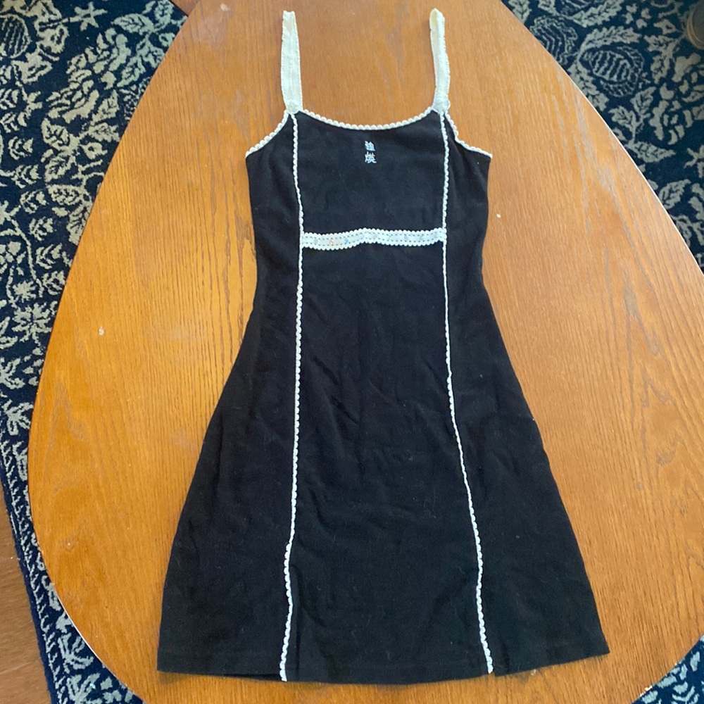 We Gang Young Black Mini Dress with White Lacey Trim